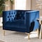 Baxton Studio Zanetta Navy Velvet Upholstered Gold Finished Lounge Chair 146-8325 - alternate 8